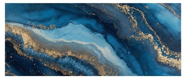 Obraz - Modrá mramorová abstrakcia (120x50 cm)