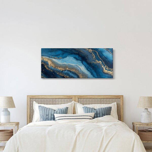 Obraz - Modrá mramorová abstrakcia (120x50 cm)