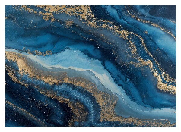 Obraz - Modrá mramorová abstrakcia (70x50 cm)