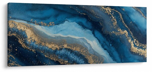 Obraz - Modrá mramorová abstrakcia (120x50 cm)