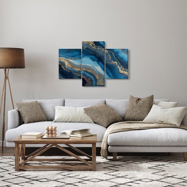 Obraz - Modrá mramorová abstrakcia (90x60 cm)