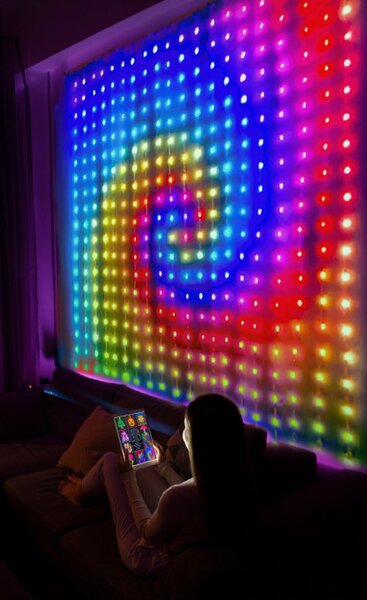 Svetelný záves 400 LED 200×200 cm viacfarebný