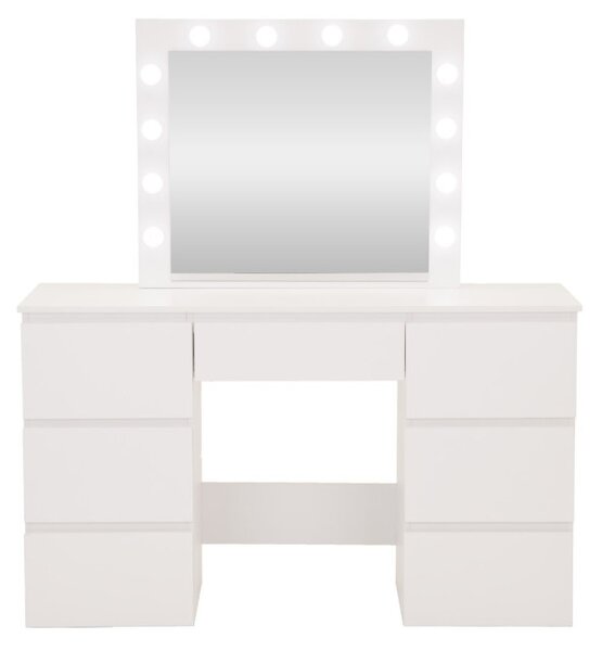 Toaletný stolík s LED zrkadlom biely
