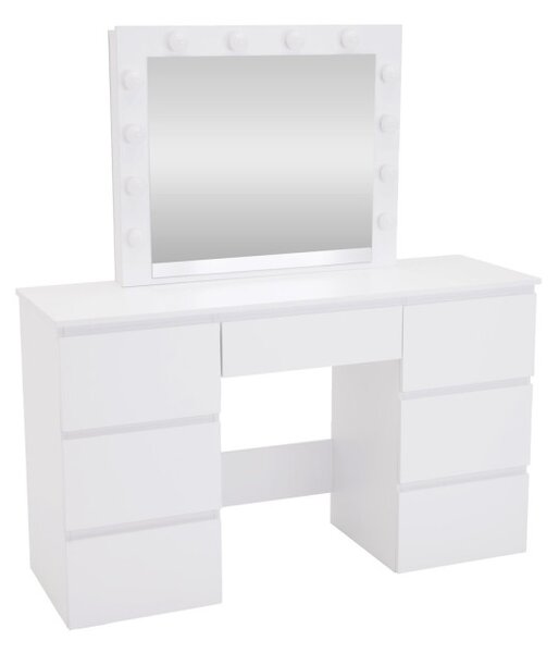 Toaletný stolík s LED zrkadlom biely