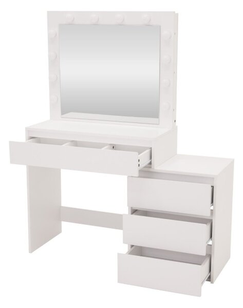 Toaletný stolík s LED zrkadlom biely 145x35x115cm