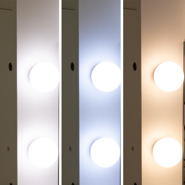 Toaletný stolík s LED zrkadlom biely 145x35x115cm