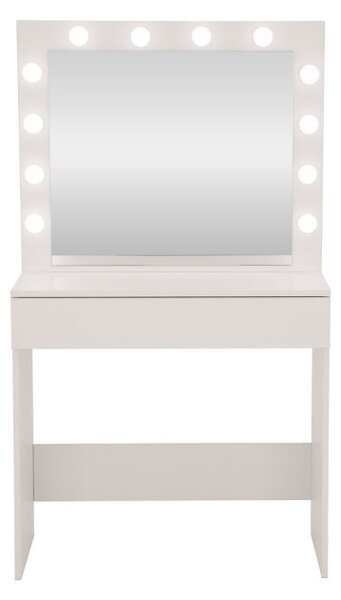 Toaletný stolík s LED zrkadlom biely 140x41,5x80cm