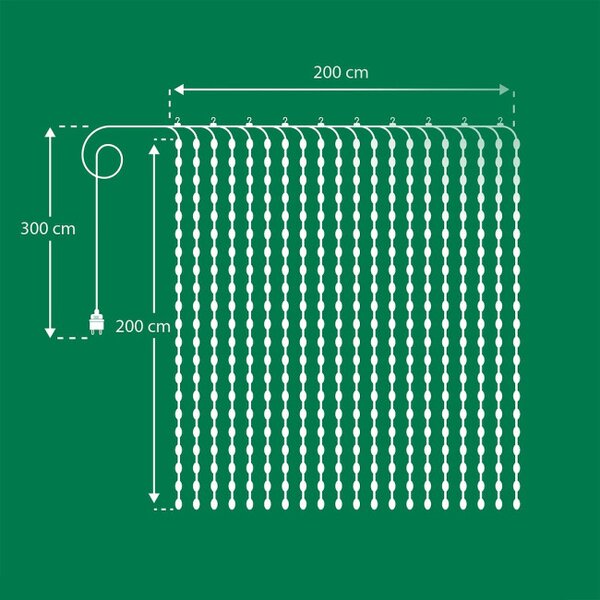 Svetelný záves 400 LED 200×200 cm viacfarebný