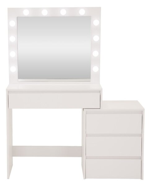 Toaletný stolík s LED zrkadlom biely 145x35x115cm