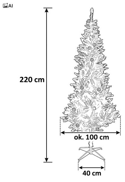 Vianočný stromček so šiškami MERRY 220 cm