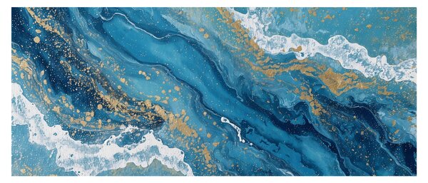 Obraz - Bledomodrý mramor so zlatom II. (120x50 cm)