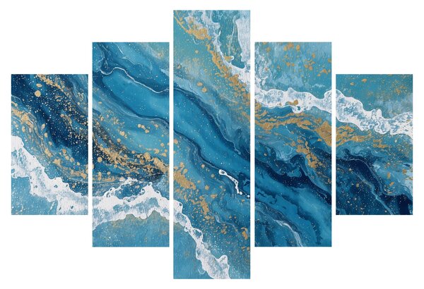 Obraz - Bledomodrý mramor so zlatom II. (150x105 cm)