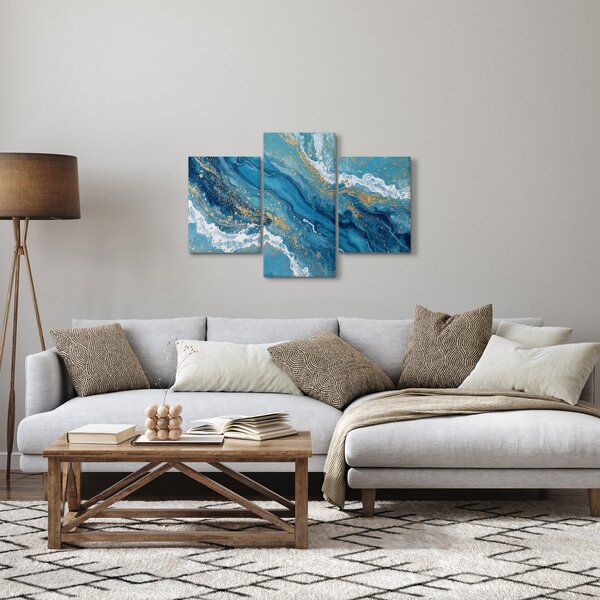 Obraz - Bledomodrý mramor so zlatom II. (90x60 cm)