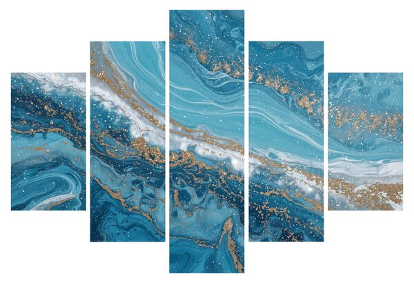 Obraz - Bledomodrý mramor so zlatom I. (150x105 cm)