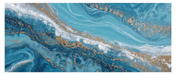Obraz - Bledomodrý mramor so zlatom I. (120x50 cm)