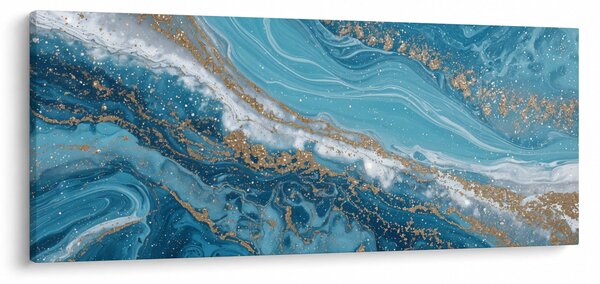 Obraz - Bledomodrý mramor so zlatom I. (120x50 cm)