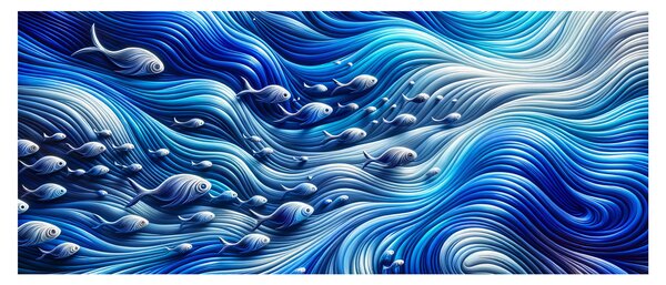 Obraz – Ryby vo vlnách (120x50 cm)