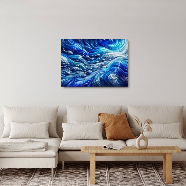 Sklenený obraz – Ryby vo vlnách (70x50 cm)