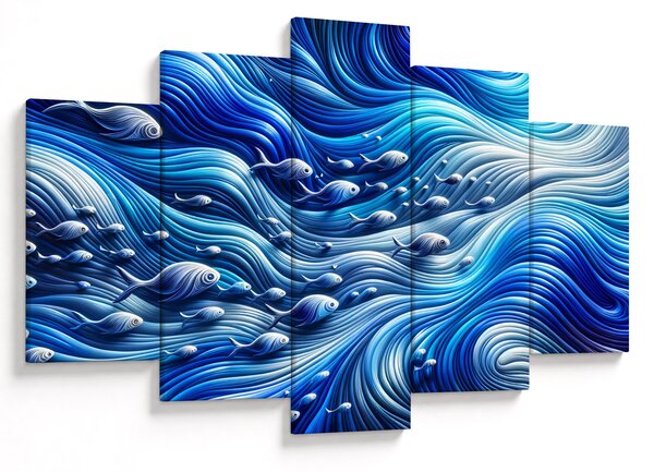 Obraz – Ryby vo vlnách (150x105 cm)