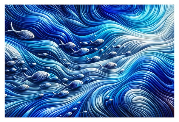 Obraz – Ryby vo vlnách (90x60 cm)