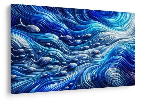 Obraz – Ryby vo vlnách (90x60 cm)
