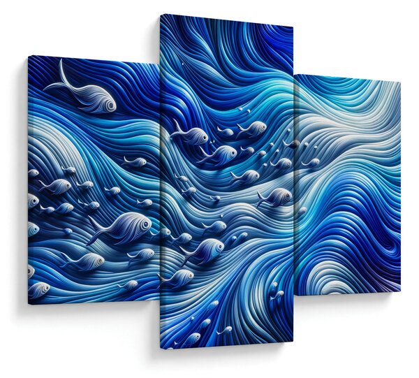 Obraz – Ryby vo vlnách (90x60 cm)