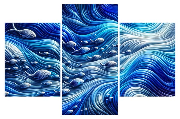 Obraz – Ryby vo vlnách (90x60 cm)