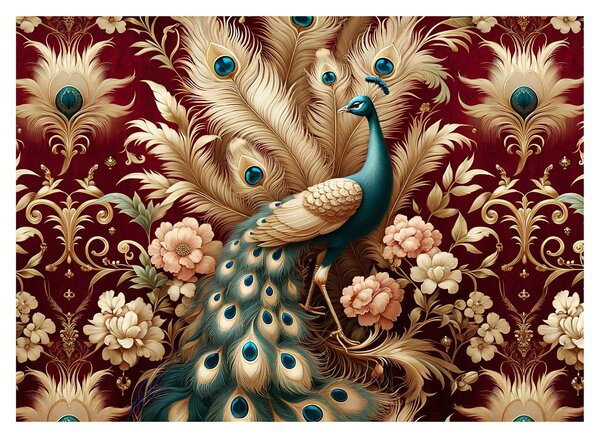 Sklenený obraz – Elegantný páv (70x50 cm)