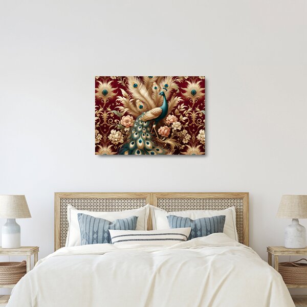 Sklenený obraz – Elegantný páv (70x50 cm)