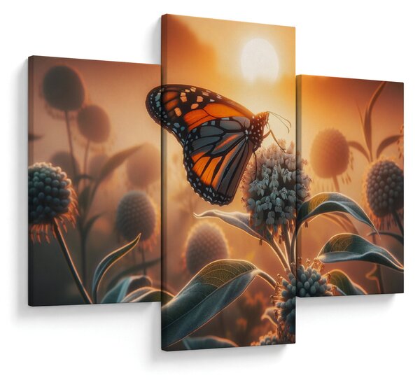 Obraz – Motýľ v zapadajúcom slnku (90x60 cm)