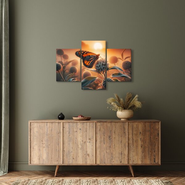 Obraz – Motýľ v zapadajúcom slnku (90x60 cm)