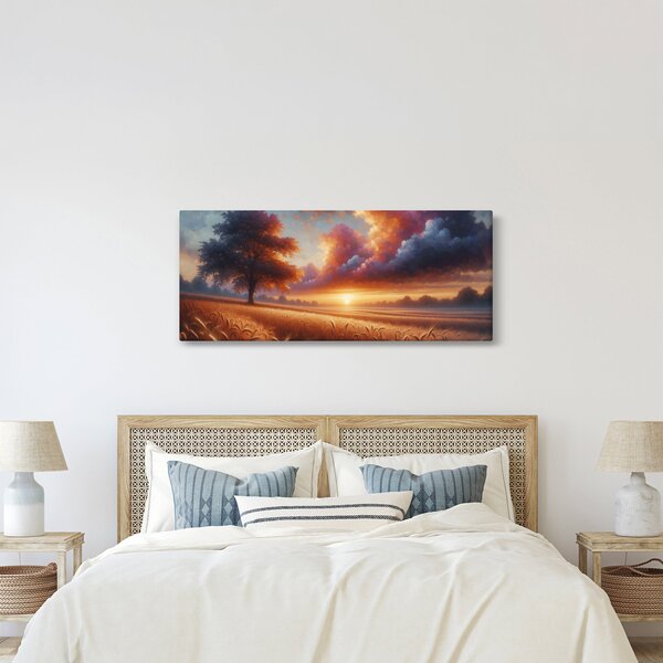 Obraz – Západ slnka na poli (120x50 cm)