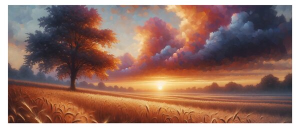Obraz – Západ slnka na poli (120x50 cm)