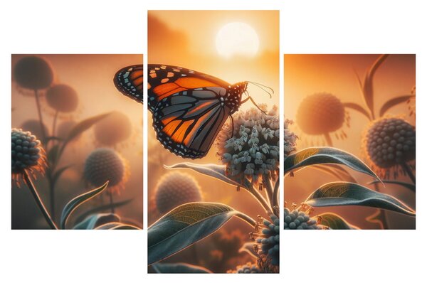 Obraz – Motýľ v zapadajúcom slnku (90x60 cm)