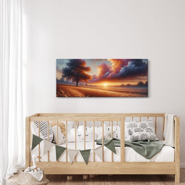 Obraz – Západ slnka na poli (120x50 cm)