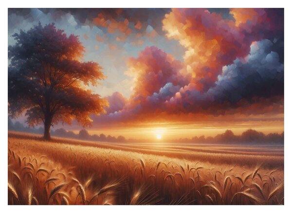 Obraz – Západ slnka na poli (70x50 cm)