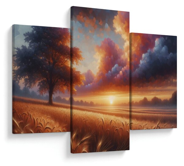Obraz – Západ slnka na poli (90x60 cm)