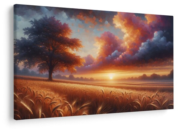 Obraz – Západ slnka na poli (90x60 cm)