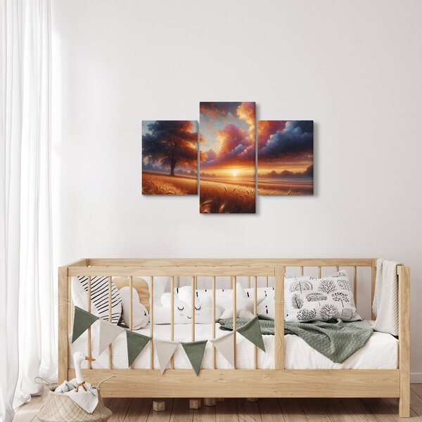 Obraz – Západ slnka na poli (90x60 cm)