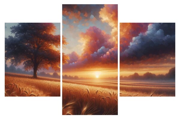 Obraz – Západ slnka na poli (90x60 cm)