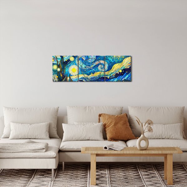 Obraz – Mozaika hviezdnej noci (s hodinami) (90x30 cm)