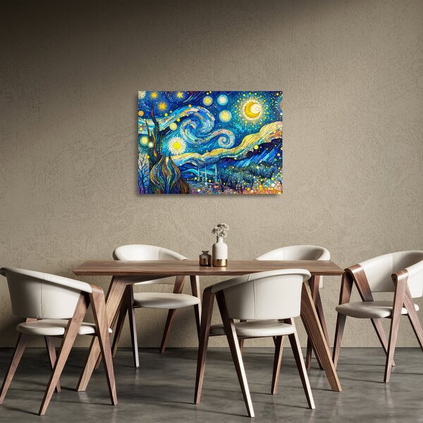 Sklenený obraz – Mozaika hviezdnej noci (70x50 cm)