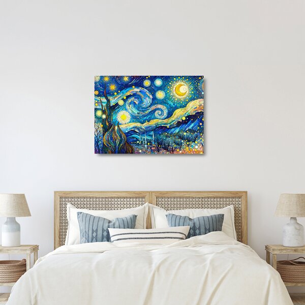 Sklenený obraz – Mozaika hviezdnej noci (70x50 cm)