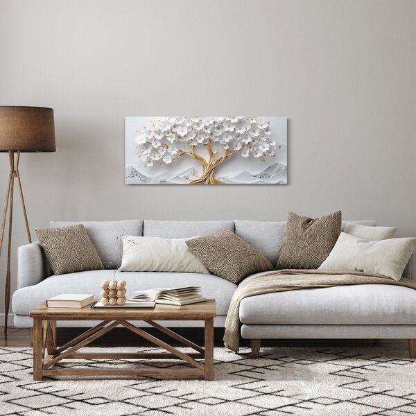 Obraz – 3D elegantný strom života plný kvetov (120x50 cm)