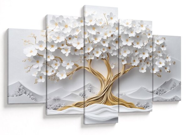 Obraz – 3D elegantný strom života plný kvetov (150x105 cm)