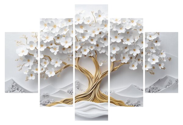 Obraz – 3D elegantný strom života plný kvetov (150x105 cm)