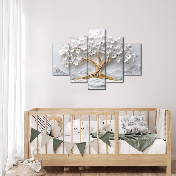 Obraz – 3D elegantný strom života plný kvetov (150x105 cm)