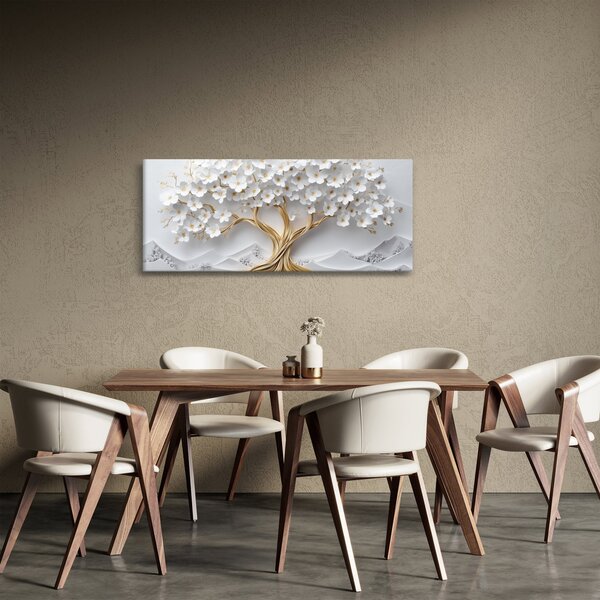 Obraz – 3D elegantný strom života plný kvetov (120x50 cm)