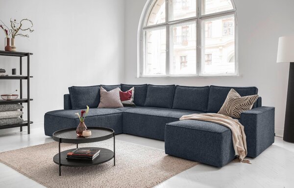 SEDACIA SÚPRAVA, textil, tmavomodrá MID.YOU - Sedačky, Online Only