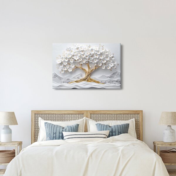 Obraz – 3D elegantný strom života plný kvetov (90x60 cm)